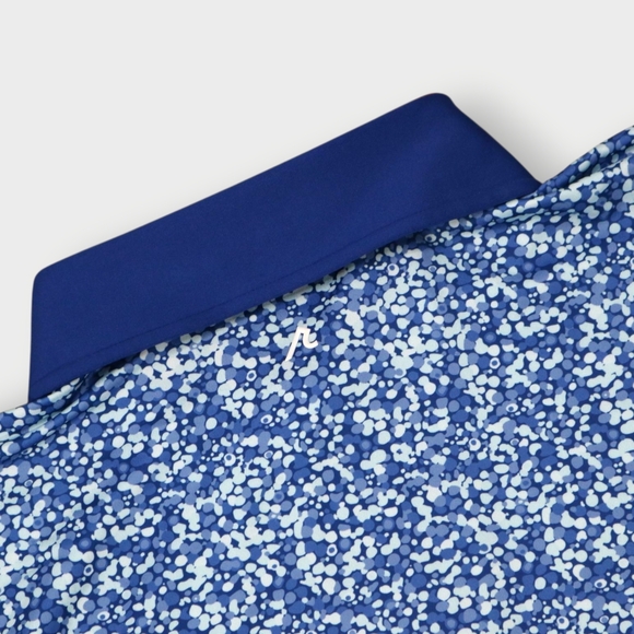 Redvanly Polo Shirt Mens Medium Blue Mazarine Blue Water Print Golf Athletic - Picture 12 of 12